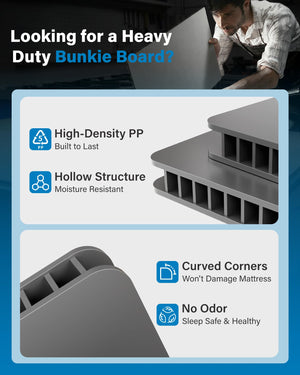 Foldable Bunkie Board — Non-Slip, Noise-Minimizing Mattress Support