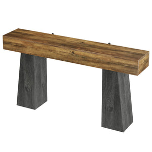 63-Inch Farmhouse Console Table with Double Trapezoid Base