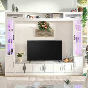 98" Wall Unit TV Stand with LED Lights