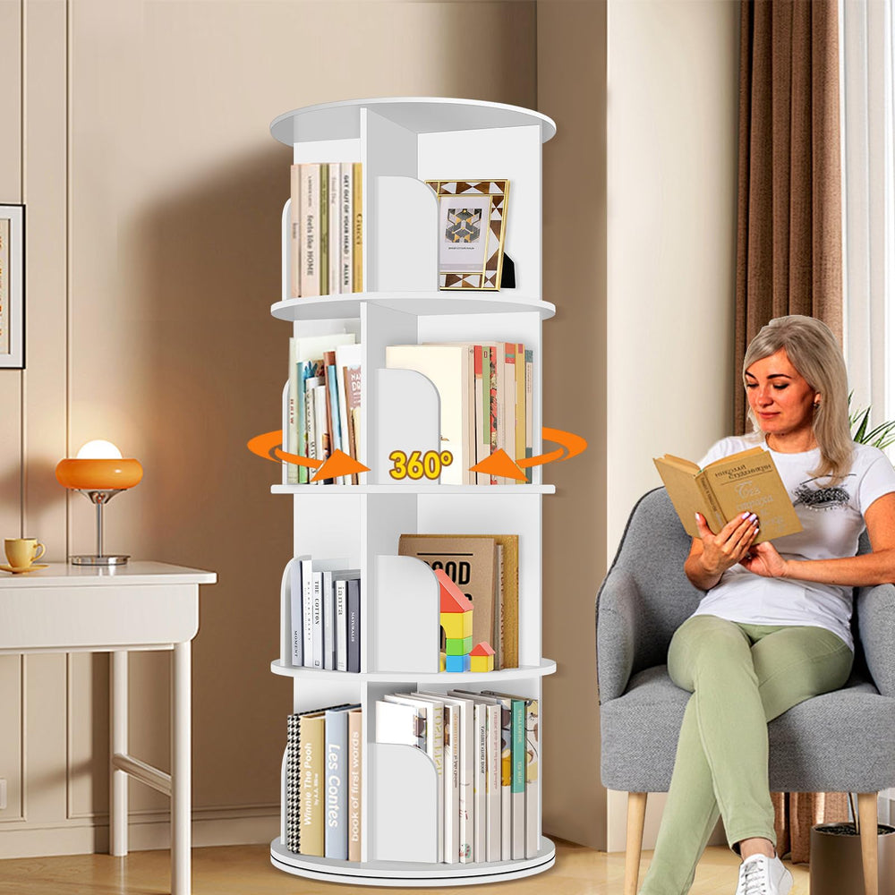 360° Rotating Bookshelf Tower | 4-Tier & 5-Tier Spinning Organizer