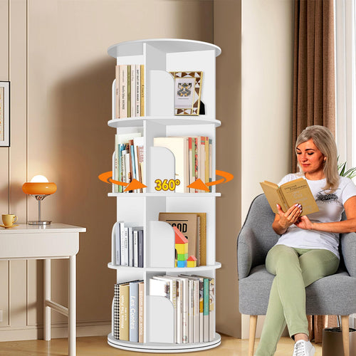 360° Rotating Bookshelf Tower | 4-Tier & 5-Tier Spinning Organizer