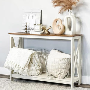 End Table Set of 2 with 3-Tier Shelf – Farmhouse Nightstand