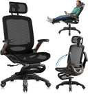 Ergonomic Mesh Office Chair with Footrest, Reclining Back & Adjustable Lumbar Support