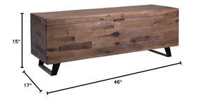 46-Inch Acacia Wood Storage Trunk with Metal Legs