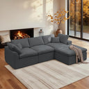 Modular L-Shape Sectional Sofa with Ottoman & Deep Seats