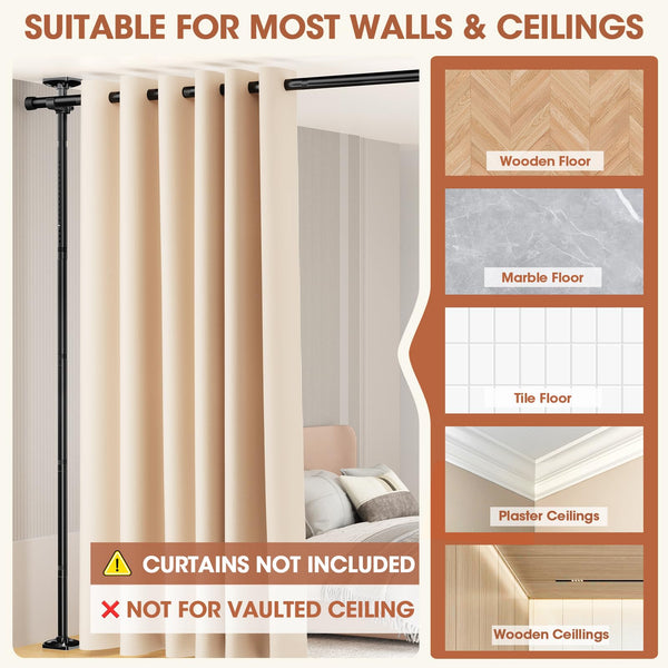 Adjustable No-Drill Room Divider Curtain Rod