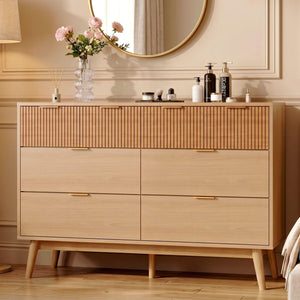 8-Drawer Fluted Dresser with Metal Handles