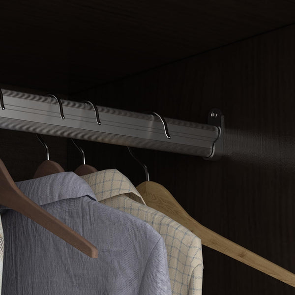 Wardrobe Armoire with Mirror, 5-Tier Shelves, 2 Drawers & 4 Doors