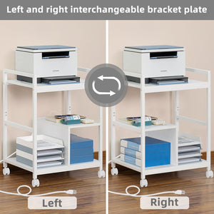 3-Tier Printer Stand with Charging Station & Lockable Wheels