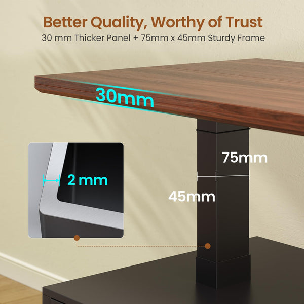 Electric Standing Desk with Drawers, Storage Shelves & Power Outlets – 63 Inch