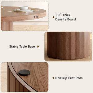 47-Inch Round Dining Table with Wood Strip Base