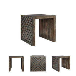 Rustic End Table with Diamond Pattern