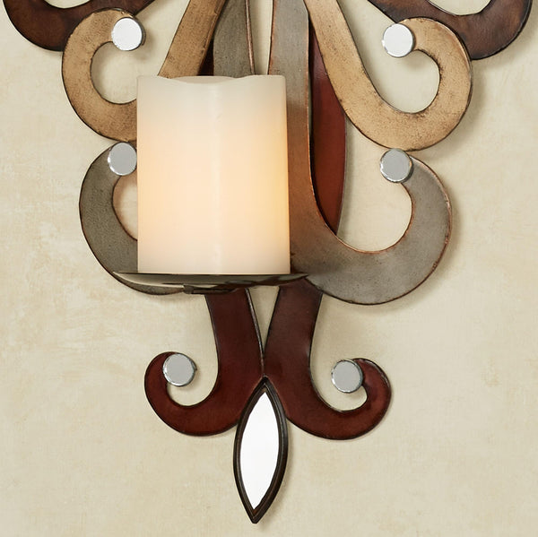 Wall Sconce Candle Holders Set of 2 – Metal Mirror Scrollwork