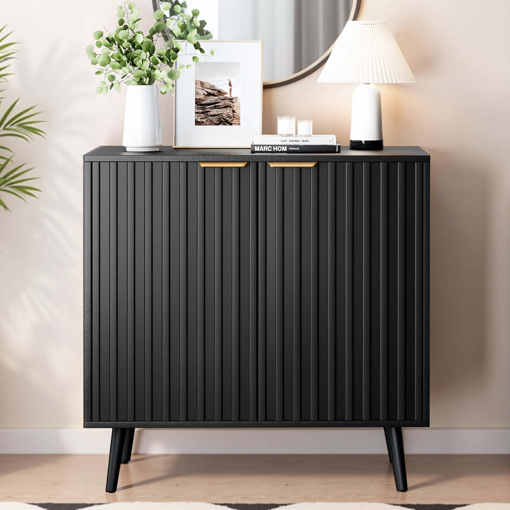 Fluted Buffet Cabinet with Doors & Shelves