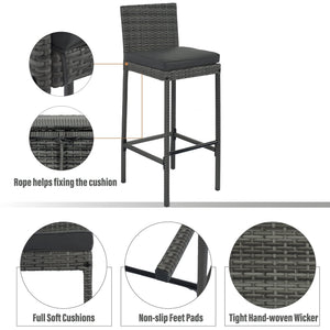 5-Piece Outdoor Wicker Bar Set with 4 Chairs