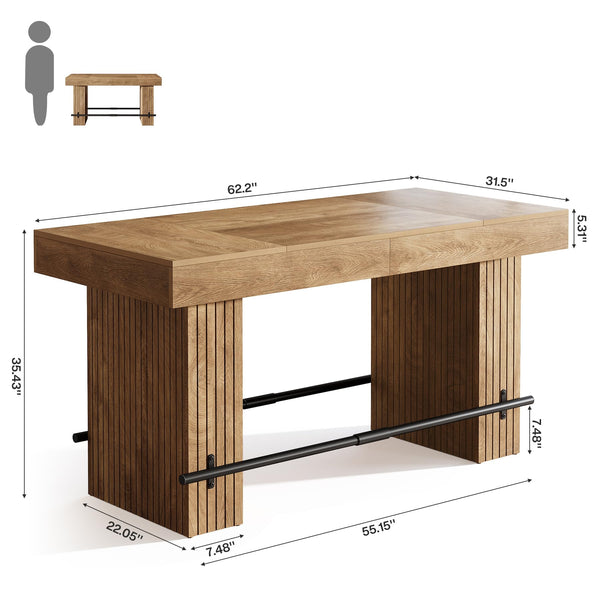 62.2" Industrial Counter Height Bar Table
