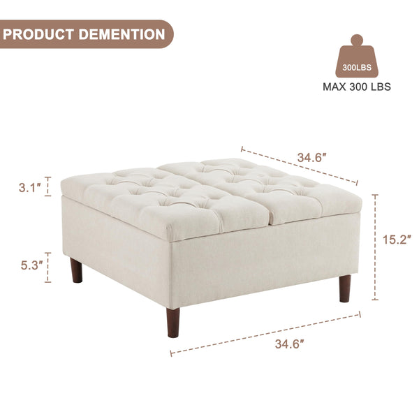 Large Square Lift-Top Storage Ottoman with Coffee Table