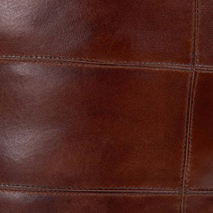 Round Buffalo Leather Pouf – Handmade, Stuffed, Stain Resistant