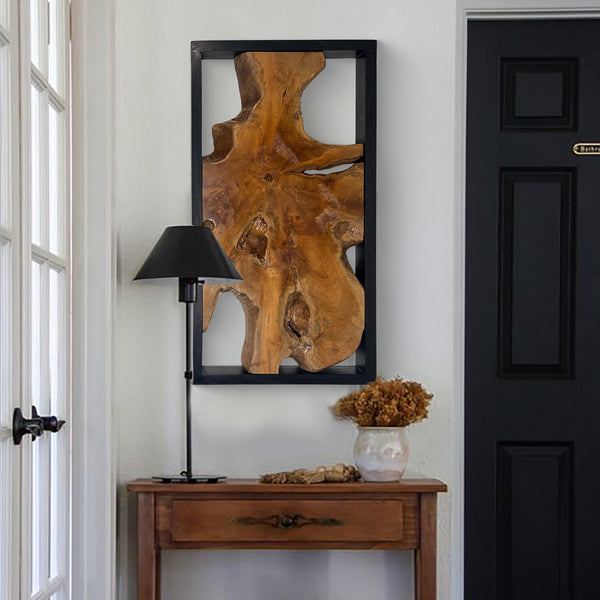 Teak Wood Wall Art Decor – Rustic Farmhouse Wooden Wall Hanging