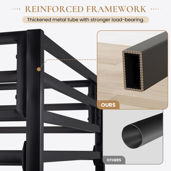 Twin Metal Loft Bed with Ladder and Guardrail