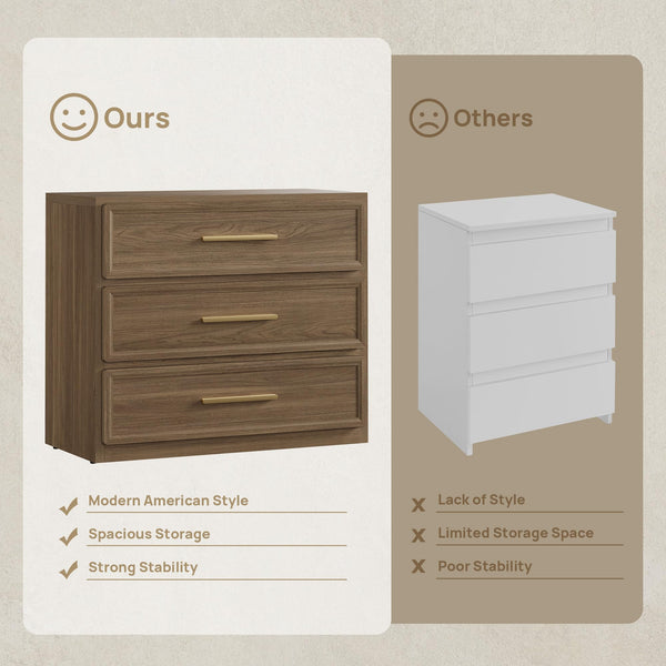 Oversized Nightstand Set of 2 with 3-Drawer Storage