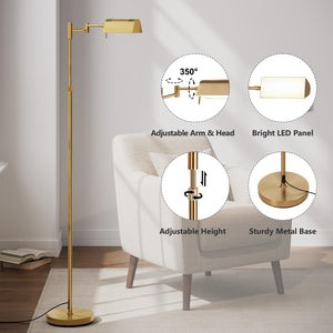 Dimmable LED Pharmacy Floor Lamp with Swing Arm
