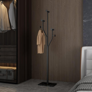 Tree-Shaped Coat Rack with Marble Base – 8 Hooks, 68.9" Tall