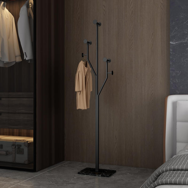 Tree-Shaped Coat Rack with Marble Base – 8 Hooks, 68.9" Tall