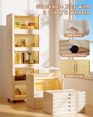 Stackable Storage Bins with Lids & Wheels