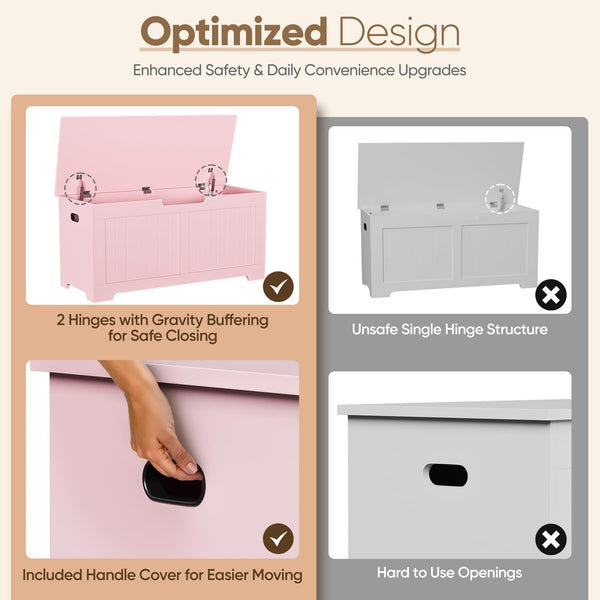 Wooden Storage Chest with Safety Hinges & Storage Bench