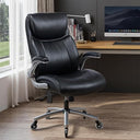 Ergonomic PU Leather Office Chair with Flip-Up Armrests