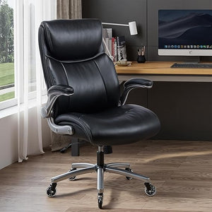 Ergonomic PU Leather Office Chair with Flip-Up Armrests