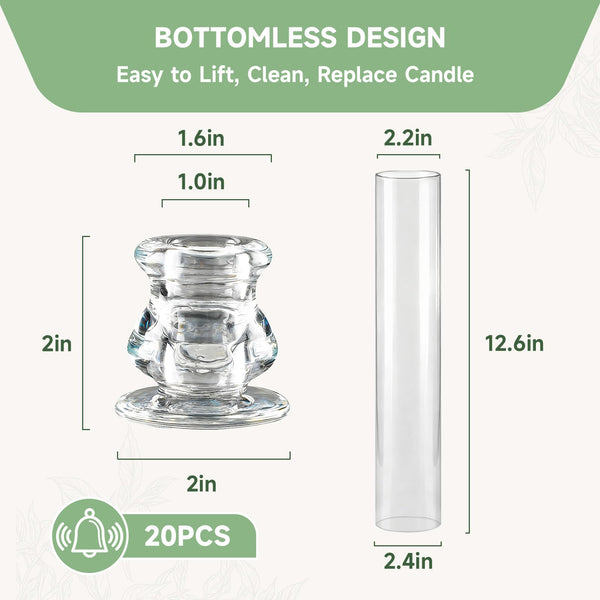 Glass Hurricane Candle Holders 20-Pack 12.6" Clear Cylinder Tubes