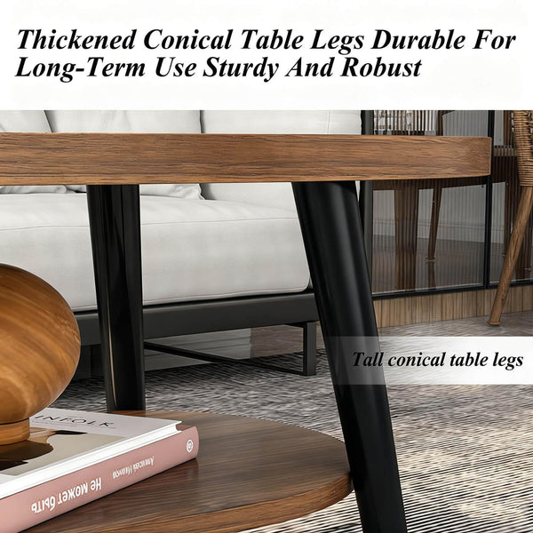 Oval Coffee Table, Two-Tier, Walnut, 47"