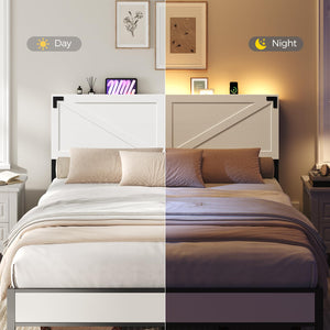 Farmhouse Headboard with LED Lights & USB Charging Ports