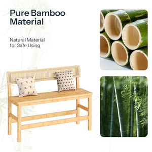 Bamboo Dining Bench with Back