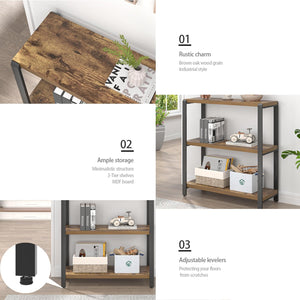 3-Tier Metal & Wood Bookshelf