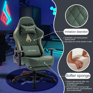 Gaming Chair with Footrest, 2D Armrests, 150° Recline, High Back Ergonomic Chair