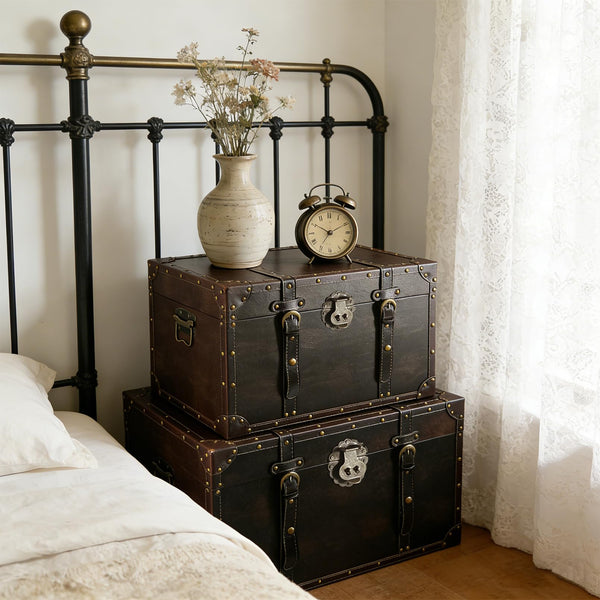Decorative Wooden Storage Chest Set of 2