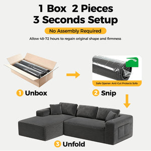 108" L-Shaped Sectional Sofa with Deep Seat & Storage Pockets