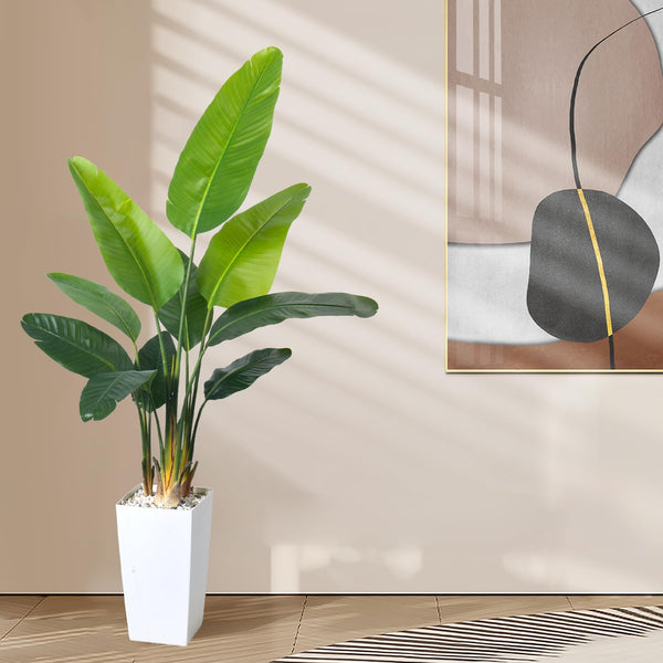Bird of Paradise Artificial Plant 6FT with White Planter