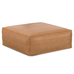 Extra Large Square Faux Leather Pouf Ottoman
