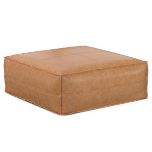 Extra Large Square Faux Leather Pouf Ottoman