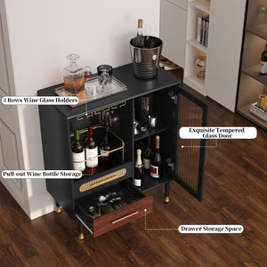 Modern Coffee Bar Cabinet with Wine Glass Rack
