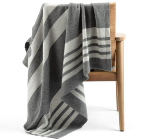 Pure Cashmere Throw Blanket — Grey Stripe, 74"x55"