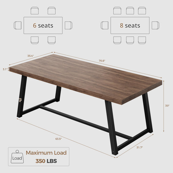 Industrial Dining Table 70.8" – Seats 6-8