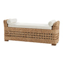 Water Hyacinth Storage Bench with Armrests & Pillows