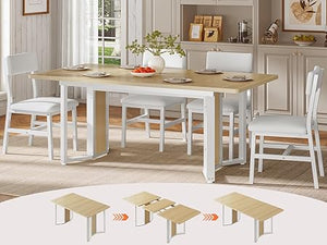 5-Piece Extendable Dining Table Set with Cushion Chairs