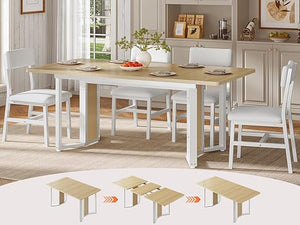 Extendable Dining Table Set for 4-6 with Cushioned Chairs