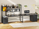 L-Shaped Gaming Desk with Drawers, LED Lights & Power Outlet